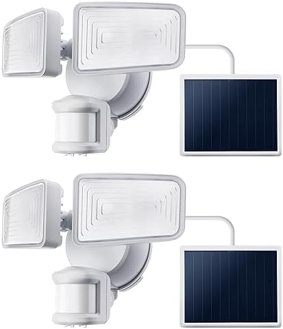 Home Zone Living 2PK Solar Floodlights Outdoor, Motion Sensor, 1500 Lumens