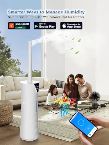 17L Humidifier for Large Room – 56H Runtime Humidifiers for Bedroom, Ultra Quiet (35dB), Smart App & Remote, Auto Humidistat, Aroma Diffuser, Auto Shut-Off, Top Fill Cool Mist Humidifier