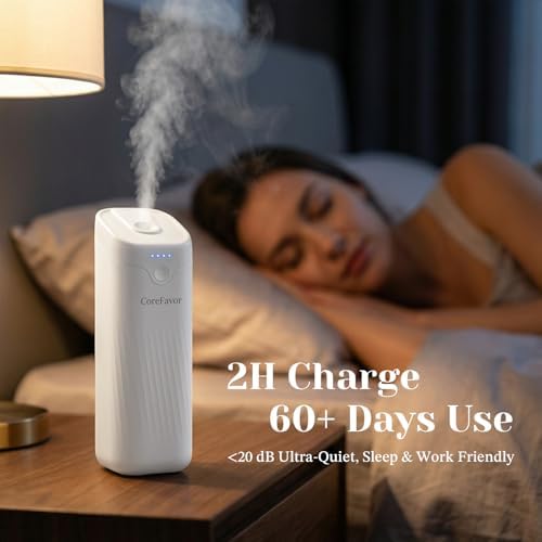 Waterless Essential Oil Diffuser, 4.06fl oz(120ml) Portable Battery Operated Cold Air Aroma Scent Machine, 4 Intensity Levels, Quiet Diffuser for Bedroom Office Bath Car (White-Luxury1)