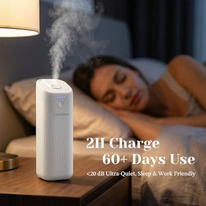 Waterless Essential Oil Diffuser, 4.06fl oz(120ml) Portable Battery Operated Cold Air Aroma Scent Machine, 4 Intensity Levels, Quiet Diffuser for Bedroom Office Bath Car (White-Luxury1)