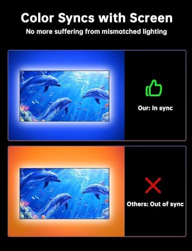 FFJ TV Lights that Change with Screen, 18ft Cuttable LED Backlight