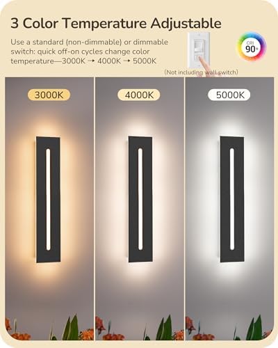 EDISHINE Upgraded 23.6" Dimmable Linear LED Modern Outdoor Wall Lights