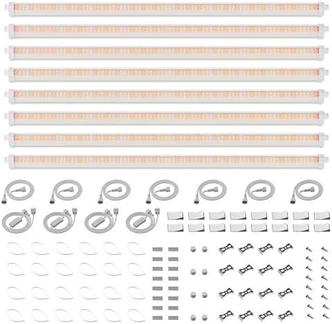 Spider Farmer 3FT LED Grow Lights for Indoor Plants,Full Spectrum (3000K+5000K+660nm),200W (8x25W,1300W Equivalent),3-Level Dimmable,IP65 Waterproof,Linkable Design,Plant Light Strip for Shelve,8-Pack
