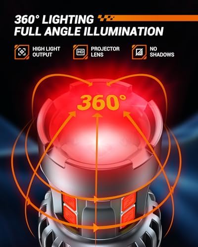 SEALIGHT 3156 3157 LED Bulb Red Brake Lights,3056 3457A 4057 4157 LED Light Bulb with Projector Replacement for Tail Stop Parking Blinker Lights, Pack of 2