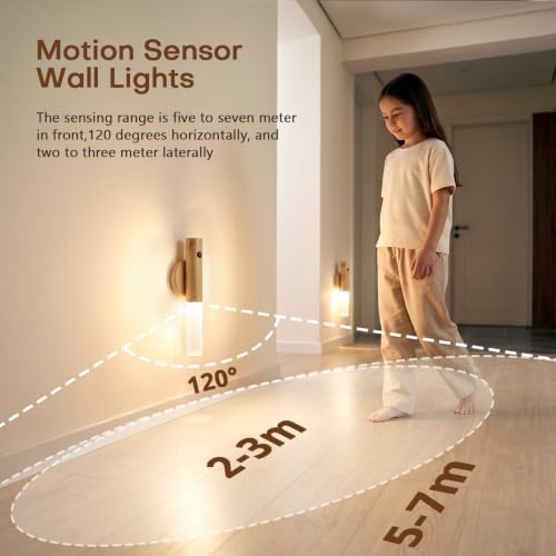 Motion Sensor Wall Lights, Rechargeable Battery Operated Wall Sconce, 1PC