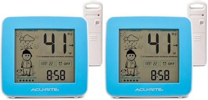 AcuRite What-to-Wear Weather Station with Alarm Clock, Time, Date, and Wireless Outdoor Sensor for Hyperlocal Forecast and Outdoor Temperature (00777) (Pack of 2)