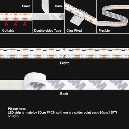 BTF-LIGHTING FCOB COB WS2812B IC RGB LED Strip DC5V 13.1FT 640LED 10mm IP30