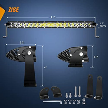 Nilight - 40004C-A LED Light Bar 21inch 100W Spot & Flood Combo Single Row 9000LM Off Road 3D LED Fog & Driving Light Roof Bumper Light Bars for Jeep Ford Trucks Boat , 2 Years Warranty