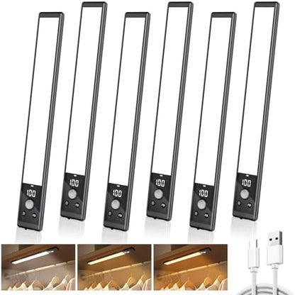 Mpotmiy 6-Pack 12" Wireless Under Cabinet Lights with Digital Display