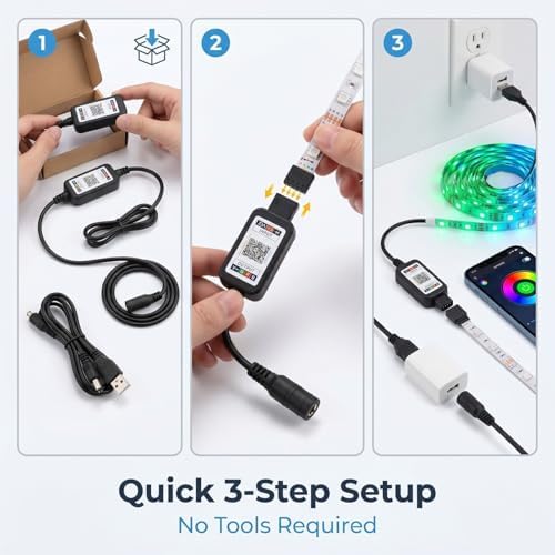 LED Controller with Smartphone App Control, Adjustable Brightness & Speed,5 Second Fast Response, 5-24V Compatible for RGB RGBW Single Color LED Strip, Home Accent Lighting