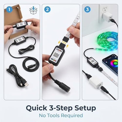 LED Controller with Smartphone App Control, Adjustable Brightness & Speed,5 Second Fast Response, 5-24V Compatible for RGB RGBW Single Color LED Strip, Home Accent Lighting