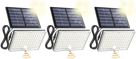 SUPERDANNY Solar Outside Lights with 113 Bright LEDs 7000K with 16ft Cable
