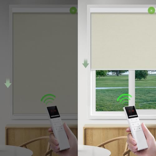 ZSHINE Motorized Blackout Roller Shades Remote Control Rechargeable(82026B)