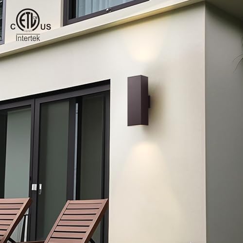 mirrea 18" Modern Outdoor Porch Light, 2 Lights, Oil Rubbed Bronze, 2 Pack