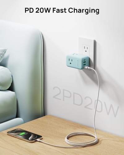 TROND Outlet Extender with USB, Multi Plug Wall Outlet with 3 AC Chargers