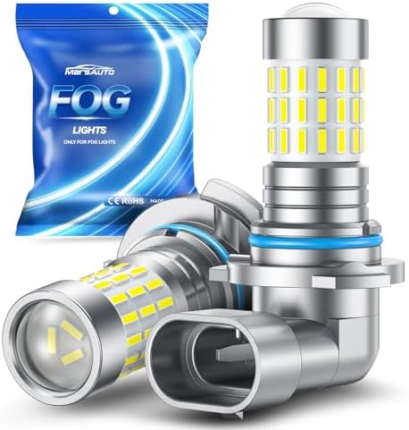 Marsauto 9006 LED Fog Light Bulbs, 10000LM 6000K with Lens-2 Pack