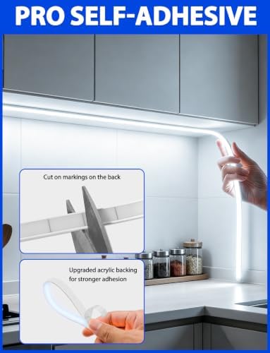 COB LED Strip Lights, White Dimmable Rope with Remote, 9.84ft