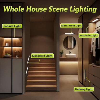 Mpotmiy 4-Pack 12" Wireless Under Cabinet Lights with Digital Display