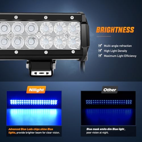 Nilight LED Light Bar 20 Inch 126W Spot Flood Combo Blue Beam