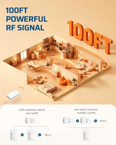 DEWENWILS Remote Control Outlet, 1 Magnetic Remote and 3 Outlets
