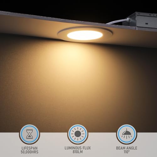 TORCHSTAR 12-Pack 4 Inch Ultra-Thin LED Recessed Light, CRI90 9W, 3000K