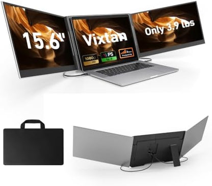 Vixtan 15.6" Triple Laptop Screen Extender, Ultra-Thin FHD IPS Portable Monitor for Laptop, USB-C Plug & Play Multi Screen Attachment for 13-17.3" laptops with Windows/Mac/Chrome
