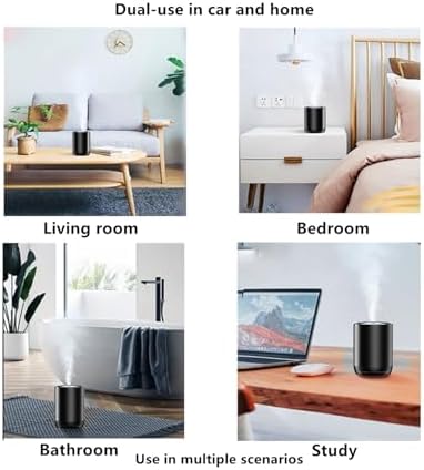 Smart Car Air Freshener 50ML Perfume Ultrasonic Mist Aromatherapy Diffuser Portable Humidifier for Car and Home Use Automatic Start and Stop 3 Modes 4 Freshness Principles(White Tea)