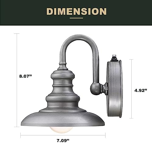 LONEDRUID Dusk to Dawn Sensor Outdoor Gooseneck Barn Light Fixture Silver