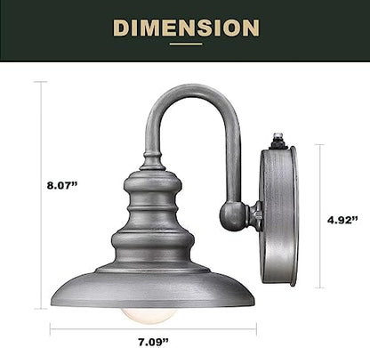 LONEDRUID Dusk to Dawn Sensor Outdoor Gooseneck Barn Light Fixture Silver