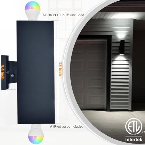rosykite Smart Outdoor Wall Lights, RGB Color Changing Up Down Sconce 13"