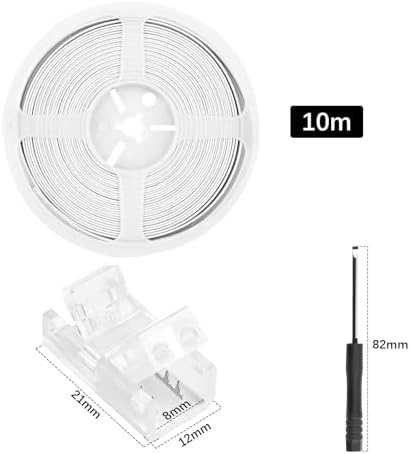 RGBZONE 10pcs 2-Pin 8mm LED Strip to Wire Connectors and 10m/32.8ft 2 Pin Extension Wire for Waterproof or Non-Waterproof Single Color LED Strip Lights(IP20/IP65)