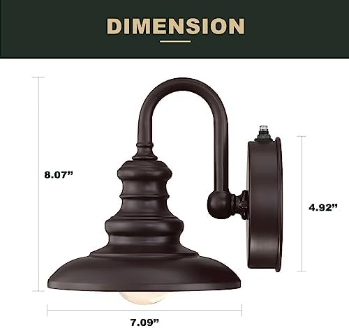 LONEDRUID Dusk to Dawn Sensor Outdoor Gooseneck Barn Light Fixture Brown