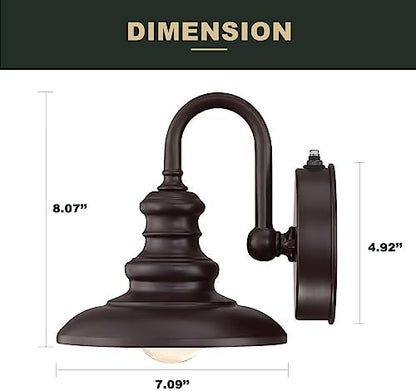 LONEDRUID Dusk to Dawn Sensor Outdoor Gooseneck Barn Light Fixture Brown
