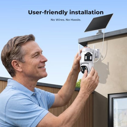 Camcamp Solar Security Cameras Wireless Outdoor, Dual-Lens Camera System