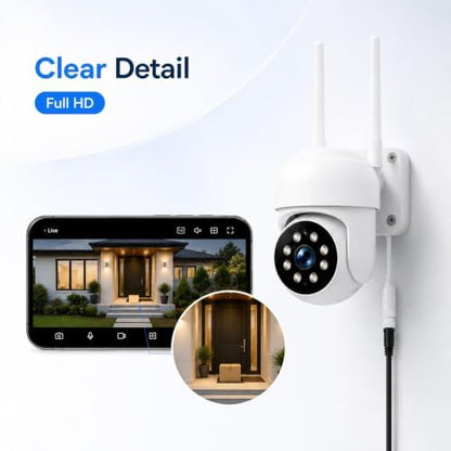 Camcamp Security Camera Wireless Outdoor, 1080P PTZ WiFi with Auto Tracking