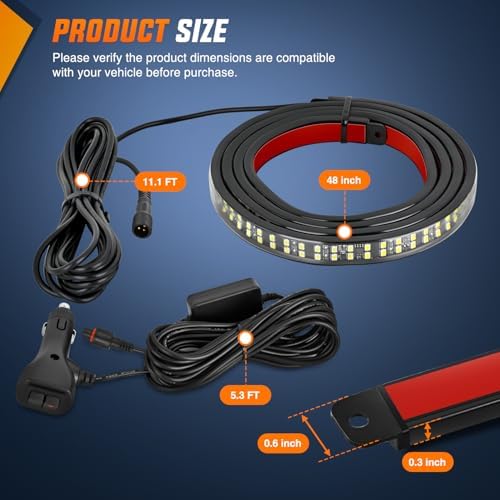Nilight 48 Inch 288 LED Tailgate Strobe Light Strip Amber