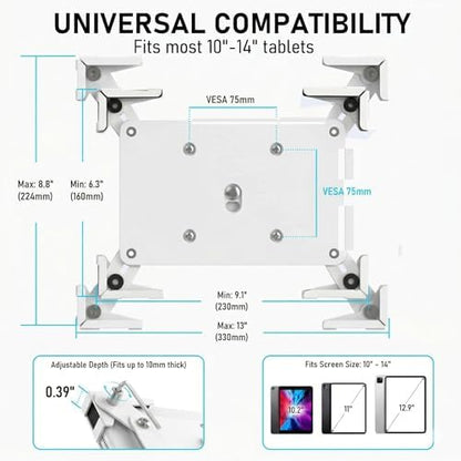 Tablet Wall Mount, Metal Enclosure iPad Holder for Retail POS & Smart Home