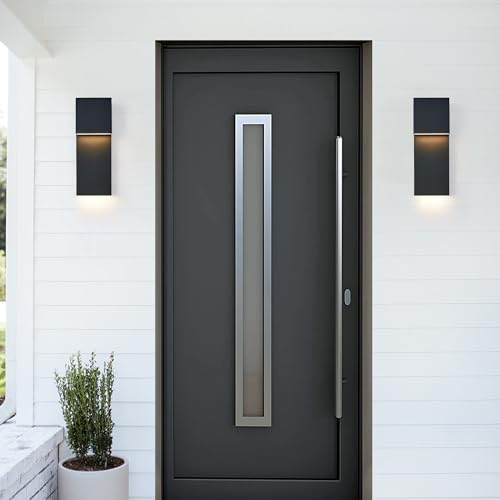 Tarentlight Modern Porch Lights with 2 Pack,Outdoor Indoor Integrated LED Wall Lights,2-Light Total 17W,3000K, Textured Black Finish,Outside Lights Waterproof for House Front Door Patio Garage