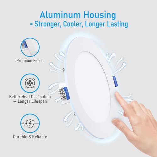 TORCHSTAR 12-Pack 6 Inch Ultra-Thin LED Recessed Light, CRI90 12W, 5000K