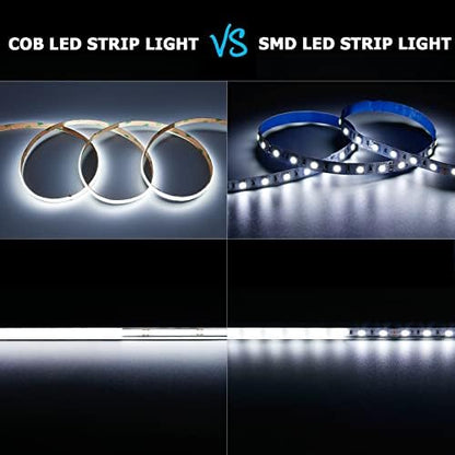 24V COB LED Strip Light Cool White 6000K 2400LEDs 16.4ft/5M 4500lm