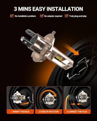 SEALIGHT H4 LED Bulbs, 66000LM Super Brighter, 6500K Cool White 9003 Driving Light Bulbs, 1:1 Size S6-Pro HB2 9003 Fog Light, IP68 With Cooling Fan, Plug and Play, Pack of 2