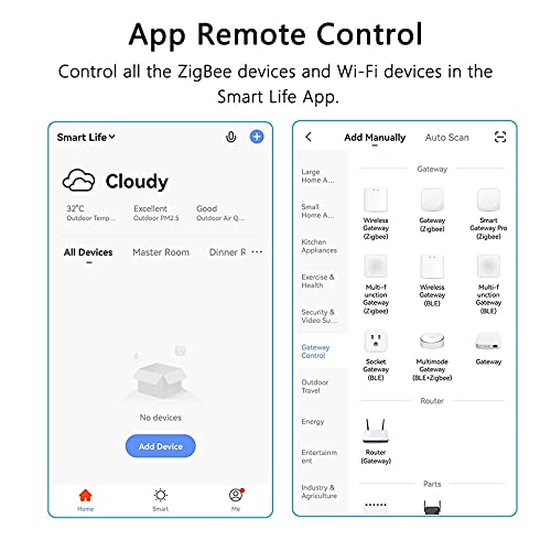 Smart Home Dry Contact Relay Switch, Remote Control Switch for Light Garage Door, Compatible with Alexa Google Home, Requires Zigbee Hub (Tuya Zigbee Hub)