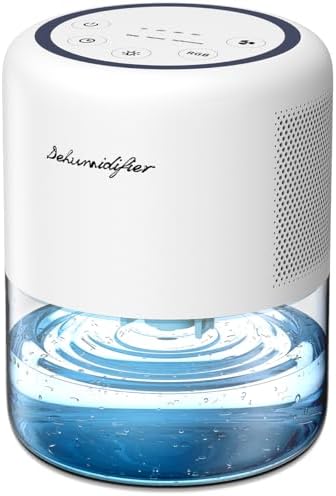 44oz(1.3L) Small Dehumidifier for Home Auto-Off Quiet Portable Dehumidifier with 3 Modes 10 Color Lights 4 Timer Settings for Bedroom Bathroom Closet (215 sq.ft)