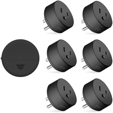 NineLeaf Black Wireless Motion Sensor Plug,1 Motion Sensor+6 Outlets | AUTO/Timer Modes,262FT,Adjustable 7–26 ft Detection,15A/1500W Wireless Christmas Tree, Fans, Hallway Lamps,Garage,Closet