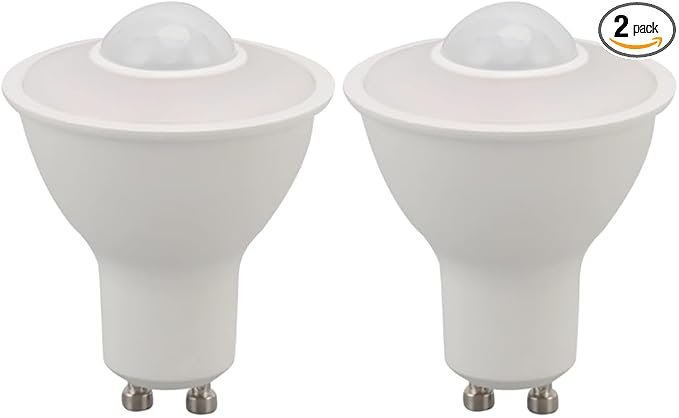 2-Pack 5W GU10 Led Bulbs with Infrared Sensor, Equivalent to 50W Incandescent, Auto On/Off PIR Infrared Detection Lamp, for Stairs, Garage, Corridor, Walkway, Yard, Hallway, Patio, Not Dimmable
