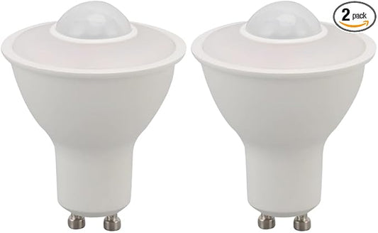 2-Pack 5W GU10 Led Bulbs with Infrared Sensor, Equivalent to 50W Incandescent, Auto On/Off PIR Infrared Detection Lamp, for Stairs, Garage, Corridor, Walkway, Yard, Hallway, Patio, Not Dimmable