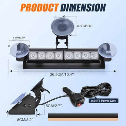 Nilight 8LED Blue Traffic Advisor Strobe Light Bar Hazard Safety