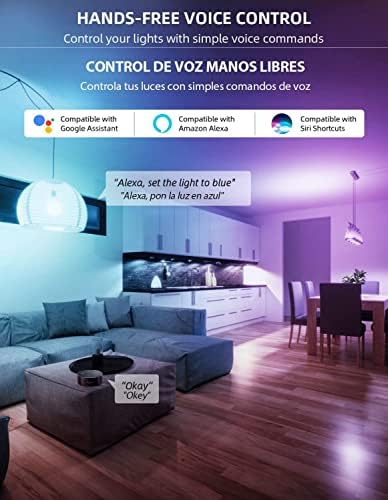 Smart WiFi LED Light Bulbs, Compatible with Alexa and Google Home Assistant, Music Sync Multi Color Changing Bulb, A19 E26 10W 900LM (80W Equivalent), 6-Pack, White, MKA19