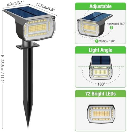 nipify Solar Spot Lights Outdoor, Solar Powered Waterproof Spotlight
