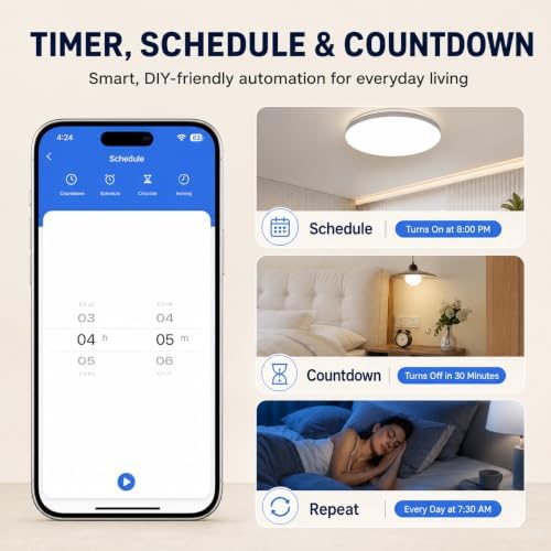 Smart Switch for Light 1 Gang, 2.4GHz Wi-Fi Switch Compatible with Alexa and Google Home,Voice Control, Remote Control, Timer & Schedule UL Certified, No Hub Required